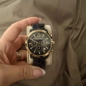 Michael Kors navy Blue resin with gold watch